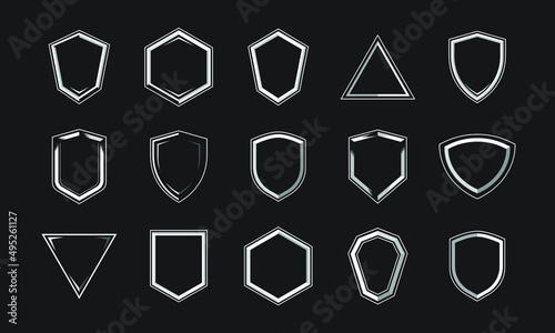 3D badge with shadow and outline. shield esport in blank template. set of shield badge for esport logo. 
