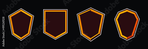 3D badge with shadow and outline. shield esport in blank template. set of shield badge for esport logo. 