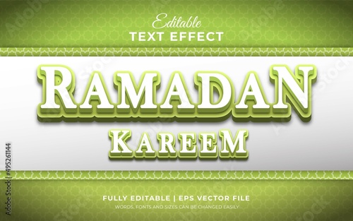 3d editable text effect of ramadan kareem with light green theme