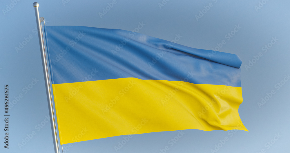 Ukrainian national official flag on blue sky background Ukrainian national official flag on blue sky background