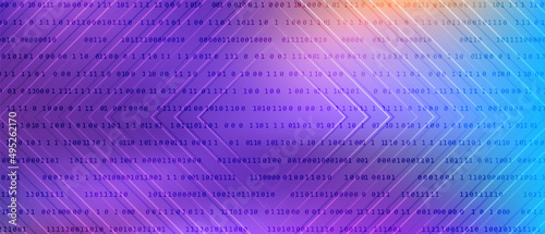 0 1 matrix digits big data tech vector background with fluid gra