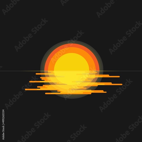 Sunset sea abstract background vector 