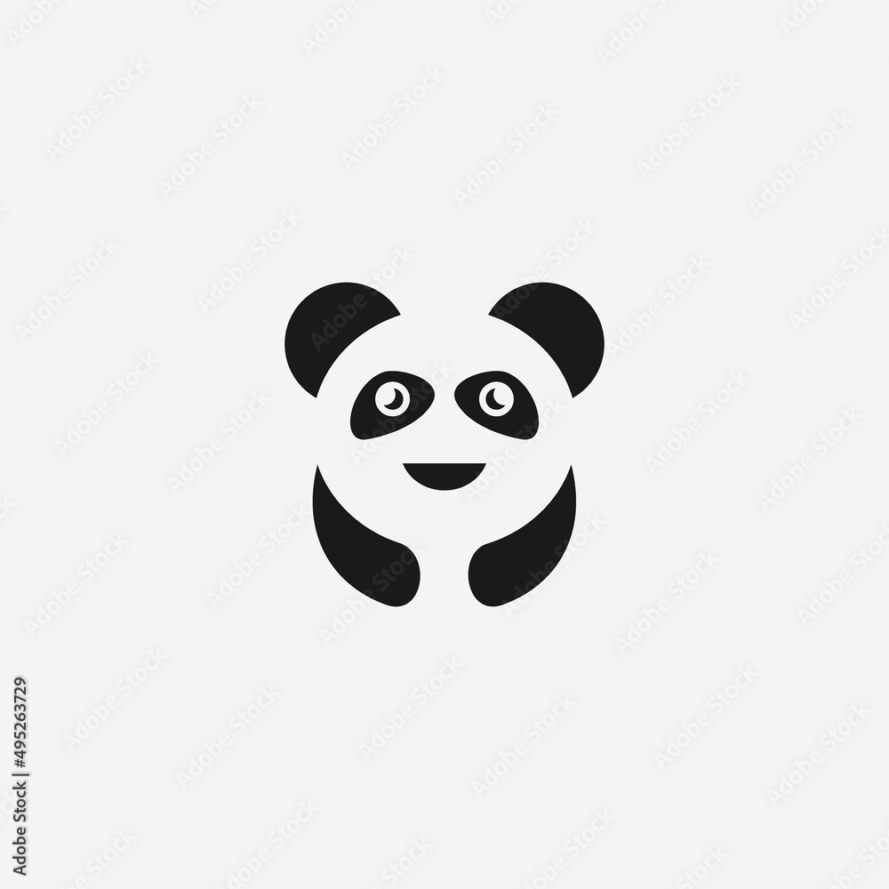 Fototapeta premium negative space panda logo or panda vector
