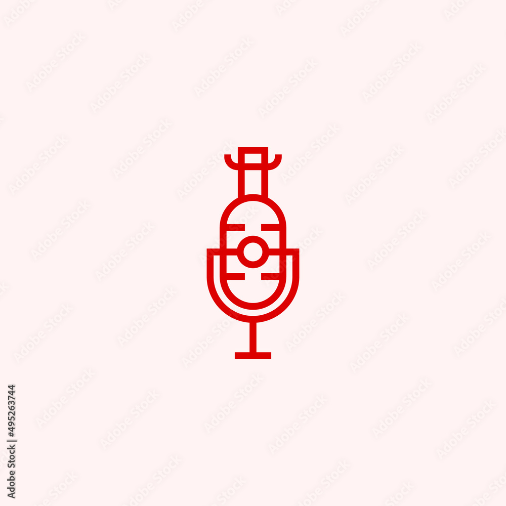wine podcast logo or microphone vector