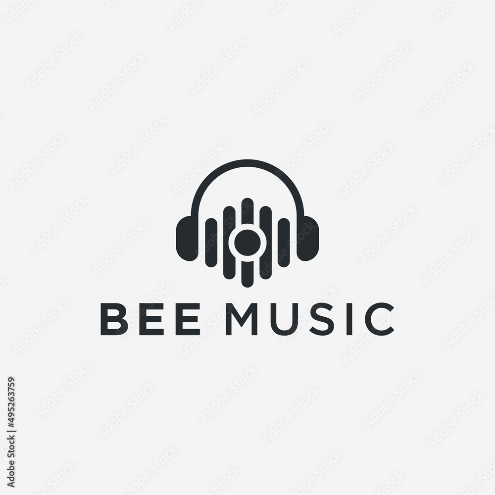 Obraz premium bee music logo or bee vector