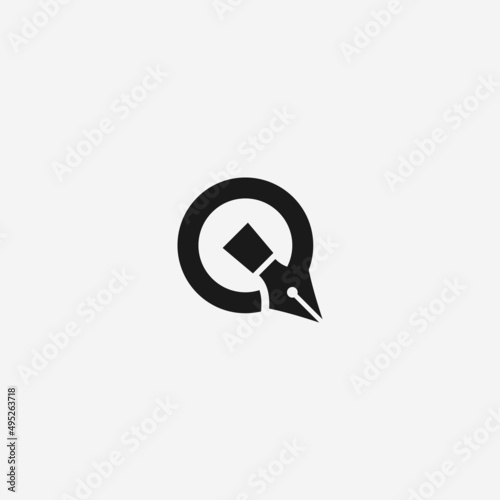 logo q pen or vector q