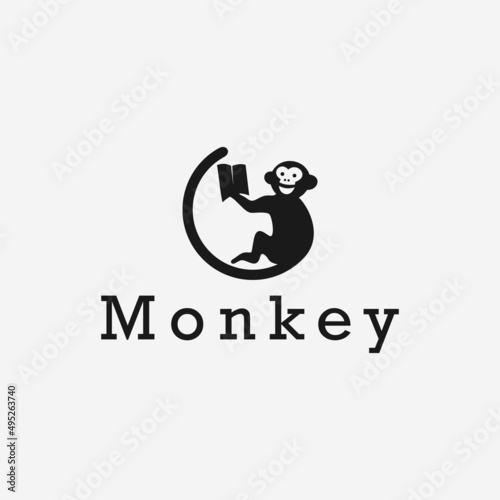 monkey book logo or monkey vector