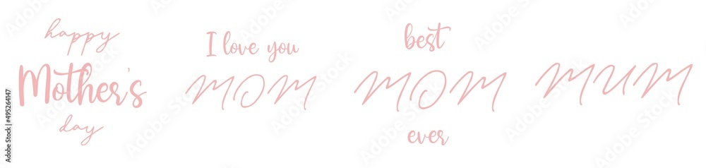 Happy Mothers day lettering set for sublimation print, scrapbooking projects, card making and website banner