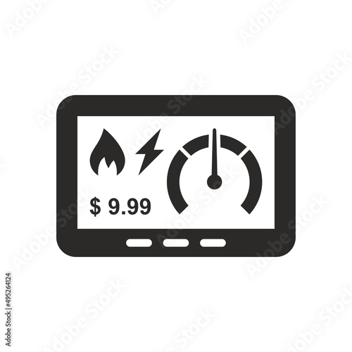 Smart meter icon. Gas and electricity meter. Energy price. Vector icon isolated on white background.