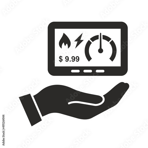 Smart meter icon. Gas and electricity meter. Energy price. Vector icon isolated on white background.
