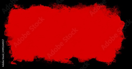 Red brush stroke, paint, painting effect on black background for web banners or social media.