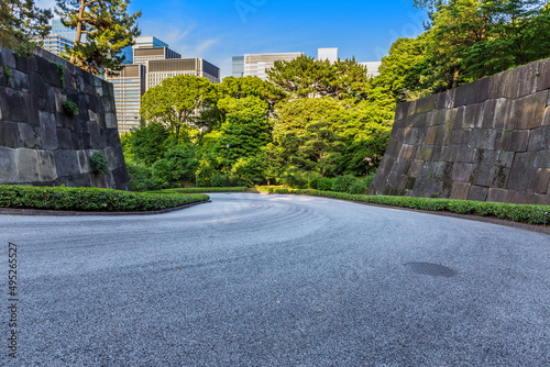 皇居の石垣　新緑　石垣　石　木　公園 © iwasaki