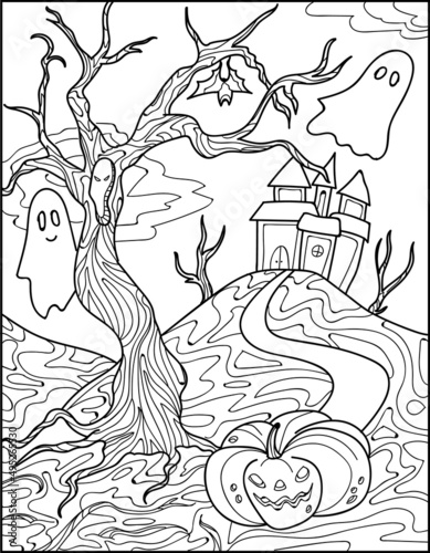 Halloween coloring pages, outline drawing, Halloween outline drawing