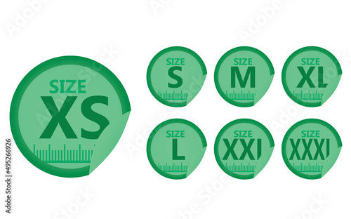 Round size labels. vector illustration
