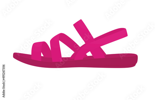 Rose woman strap shoe. vector