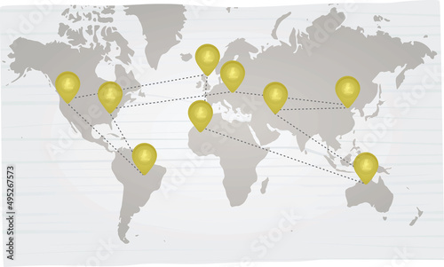 Litecoin transactions worldwide. vector illustration