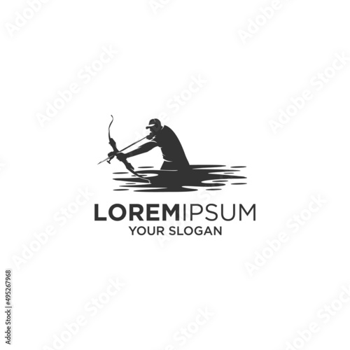 man river fish bowing silhouette vector