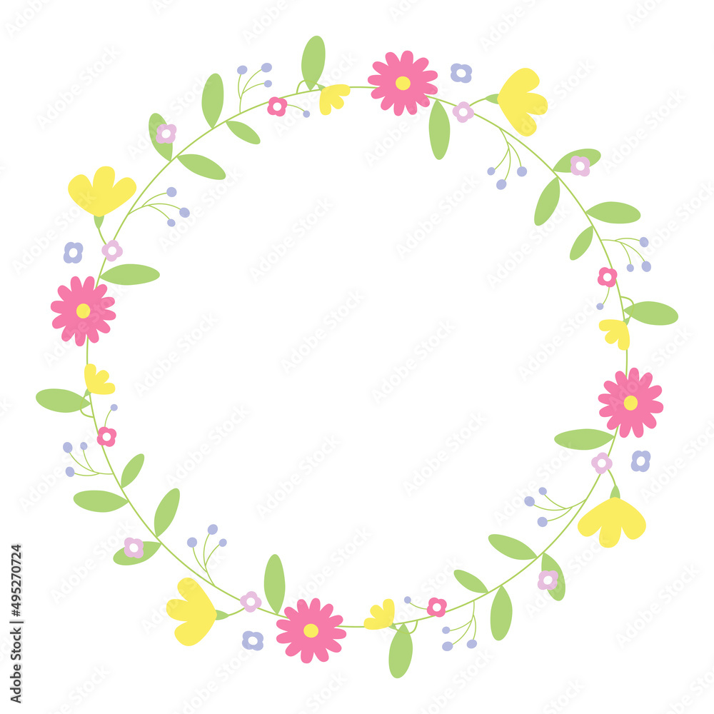 Flowers round frame. Flower wreath.
