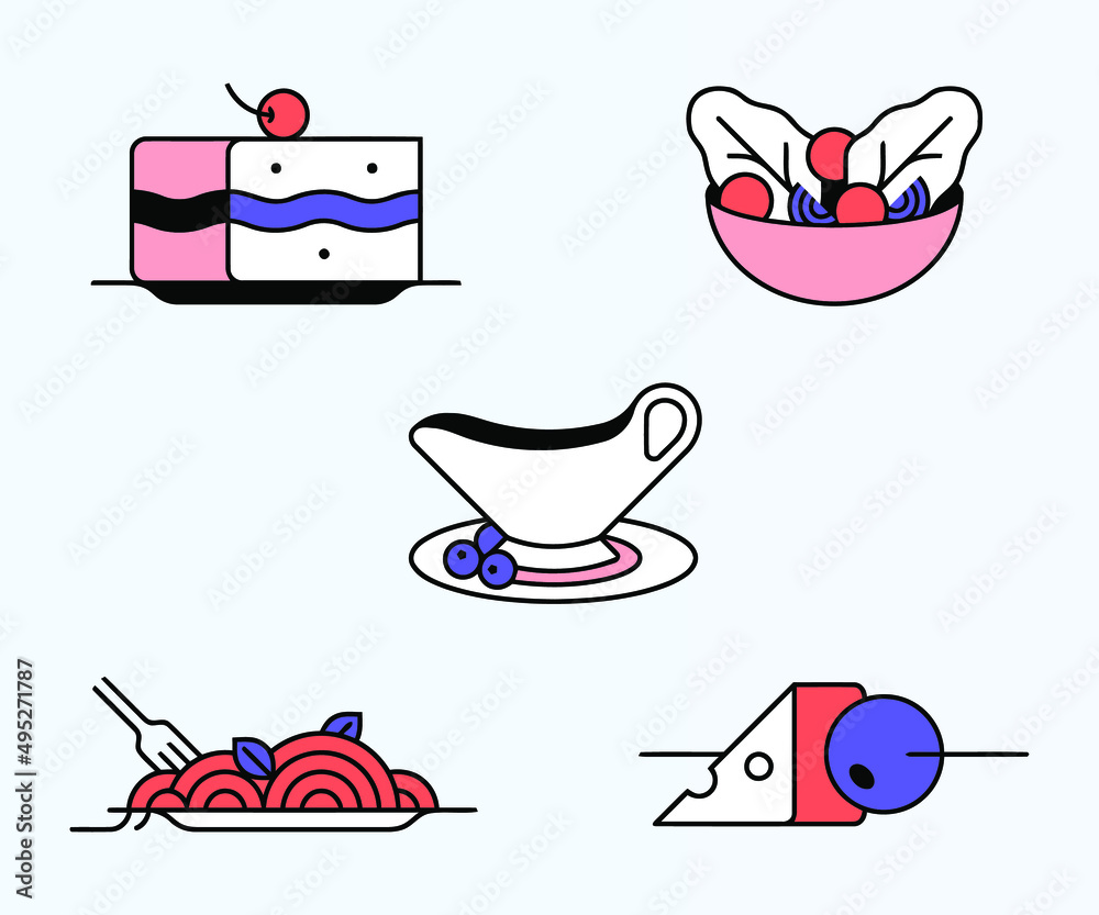 Hand drawn decorative breakfast color icon vector
