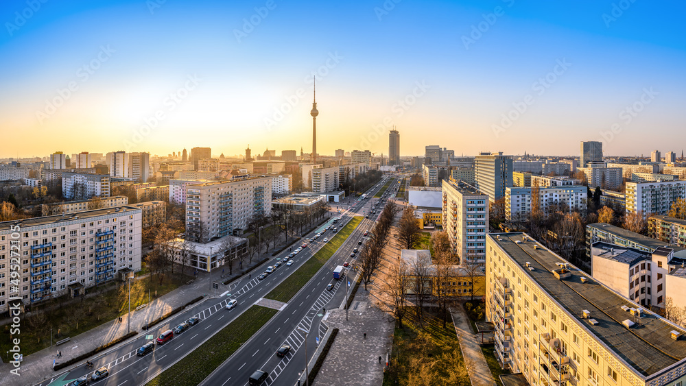 panoramic view at berlin during sunset