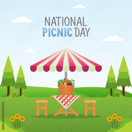 vector graphic of national picnic day good for national picnic day celebration. flat design. flyer design.flat illustration.