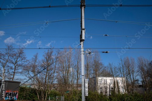 Train Electricity Lines At Diemen The Netherlands 23-2-2022