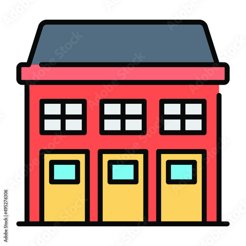 fire station building vector illustration isolated on white background. Architecture business concept.