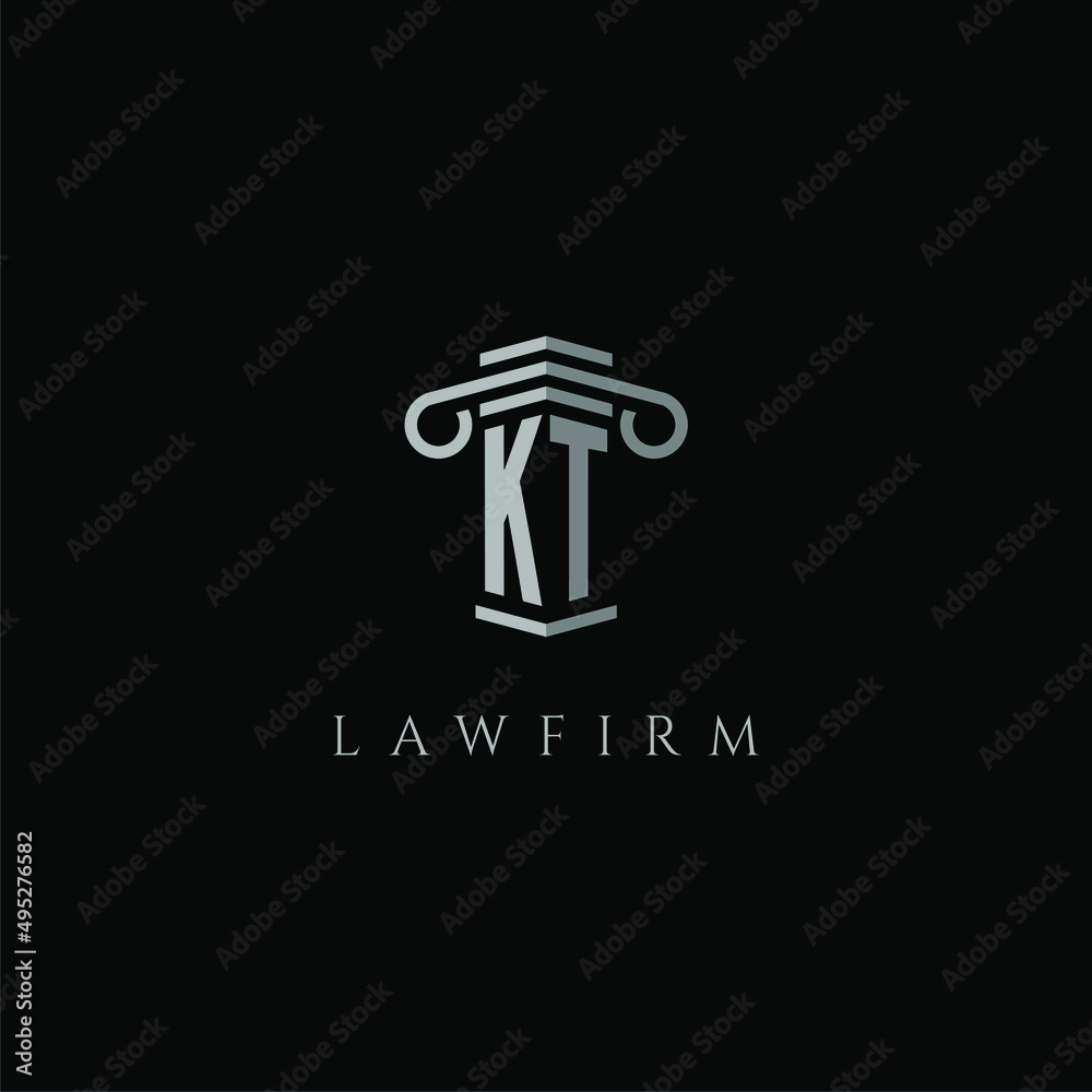 KT initial monogram logo lawfirm with pillar design Stock Vector ...