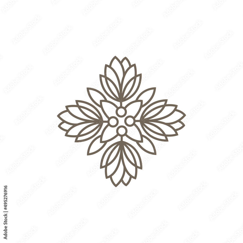 flower line pattern circular ornament mandala design decoration