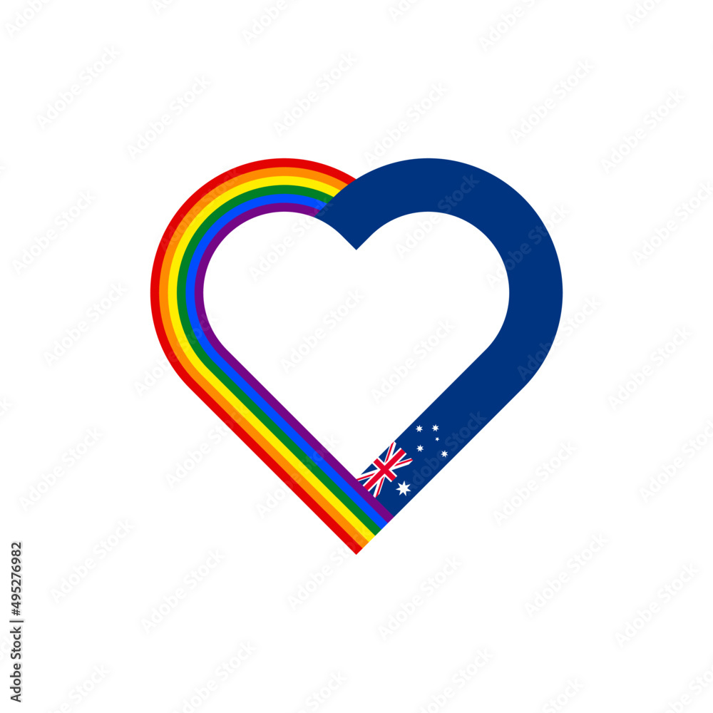 heart ribbon icon of rainbow and australia flags. vector illustration isolated on white background heart ribbon icon of rainbow and australia flags. vector illustration isolated on white background