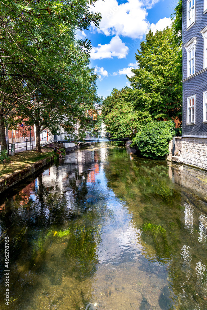 old historic houses at idyllic river Gera in Erfurt old historic houses at idyllic river Gera in Erfurt