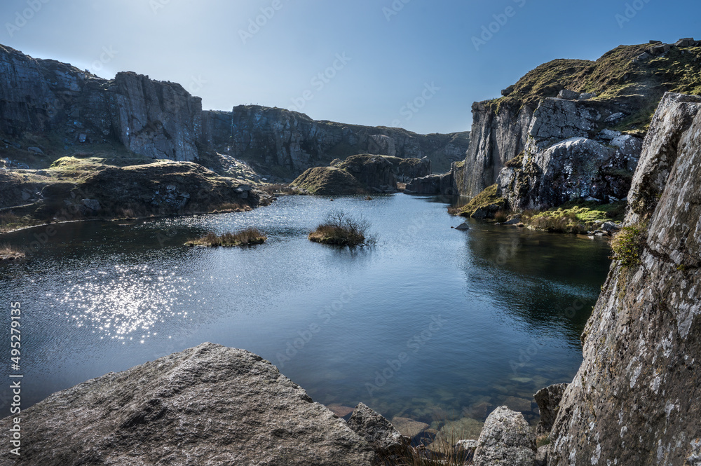 Foggintor quarry on a sunny spring day