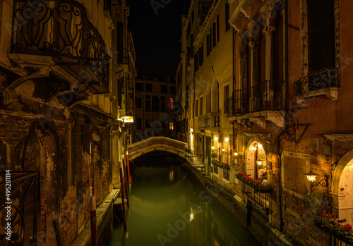 Side Street in Venice, Italy at night