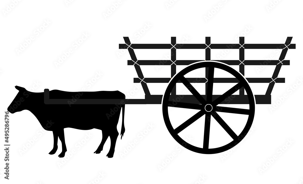 Ancient traditional bullock cart in Asia Stock Vector | Adobe Stock