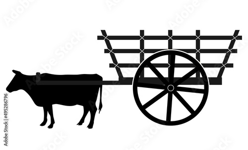 Ancient traditional bullock cart in Asia