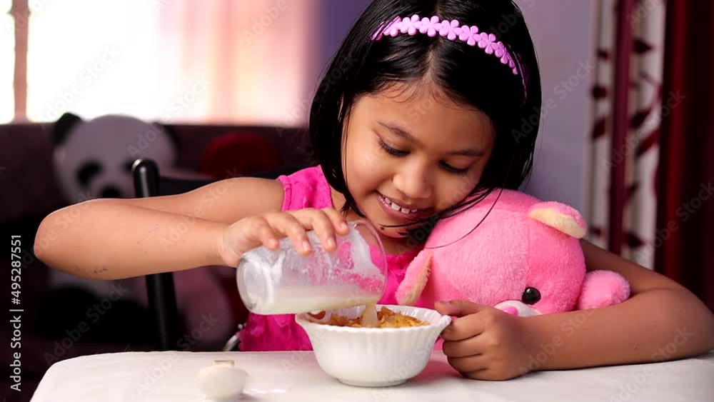 Milk and cereal as breakfast