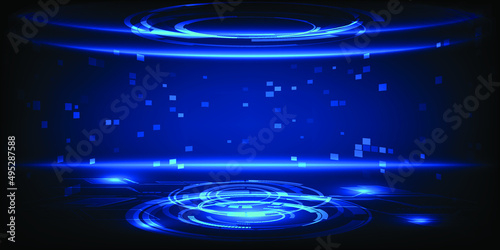Vector illustrations of hi tech visualization hologram stage layout for product showcase and tech element.Futuristic design concepts.