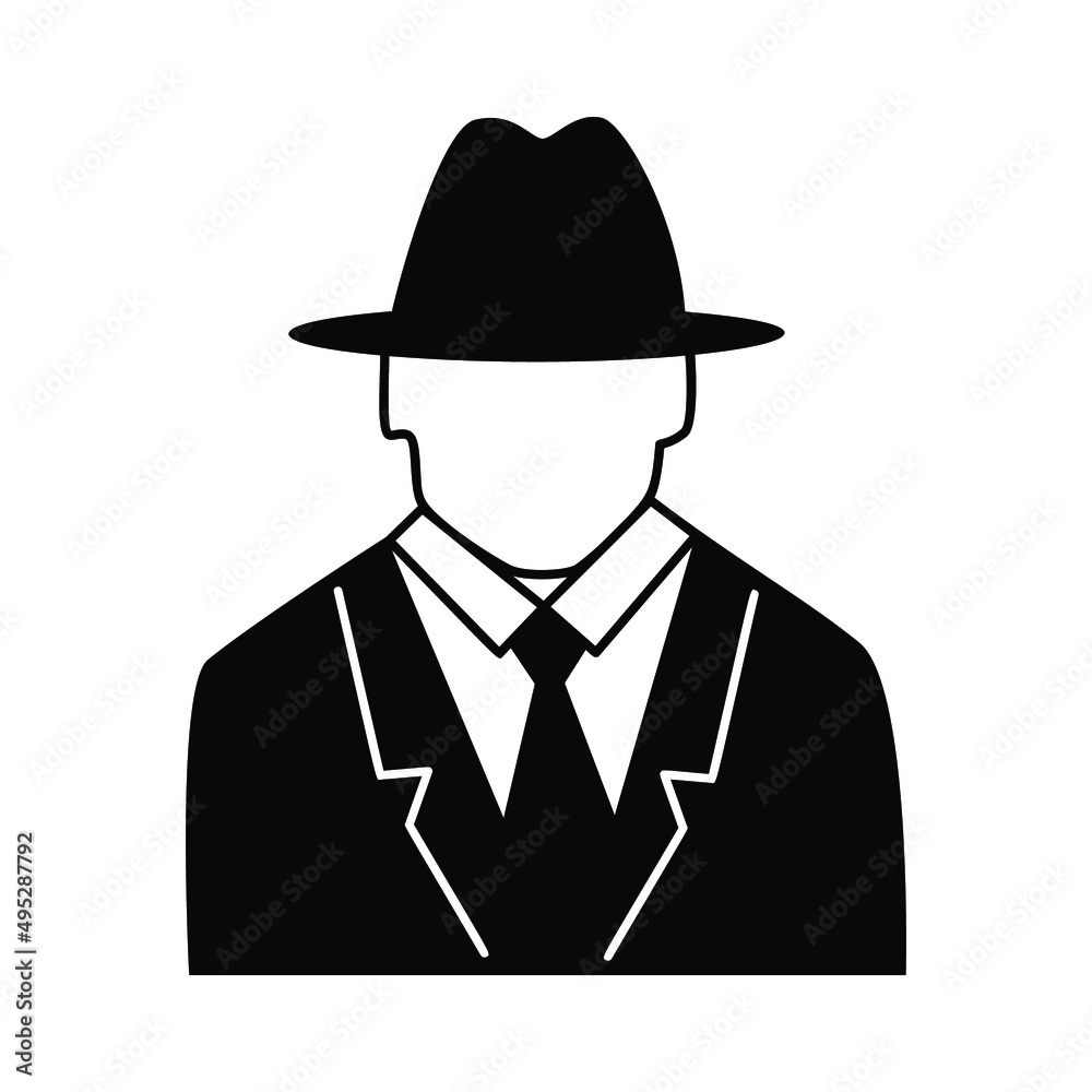 Man with suit and hat. Human sketch vector silhouette