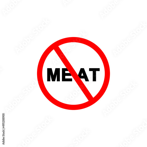 Free Download No meat flat vector red round sign isolated on white background - GFXLoad