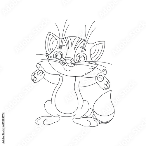 Fototapeta Naklejka Na Ścianę i Meble -  Coloring Page Outline of Cute Cat for kids Animal Coloring Page Cartoon Vector Illustration