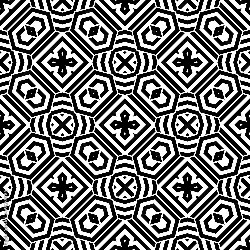 vector black and white seamless pattern. repeated pattern design. Stock