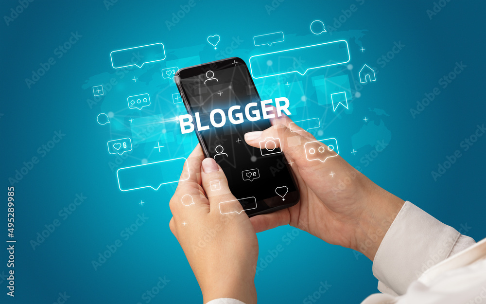 Hand using smartphone with social media concept Hand using smartphone with social media concept
