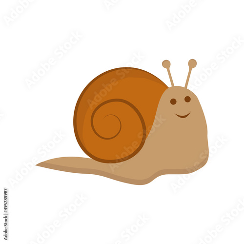 Obraz na płótnie Cute snail icon flat or cartoon style. Isolated on white background. Vector illustration w salonie
