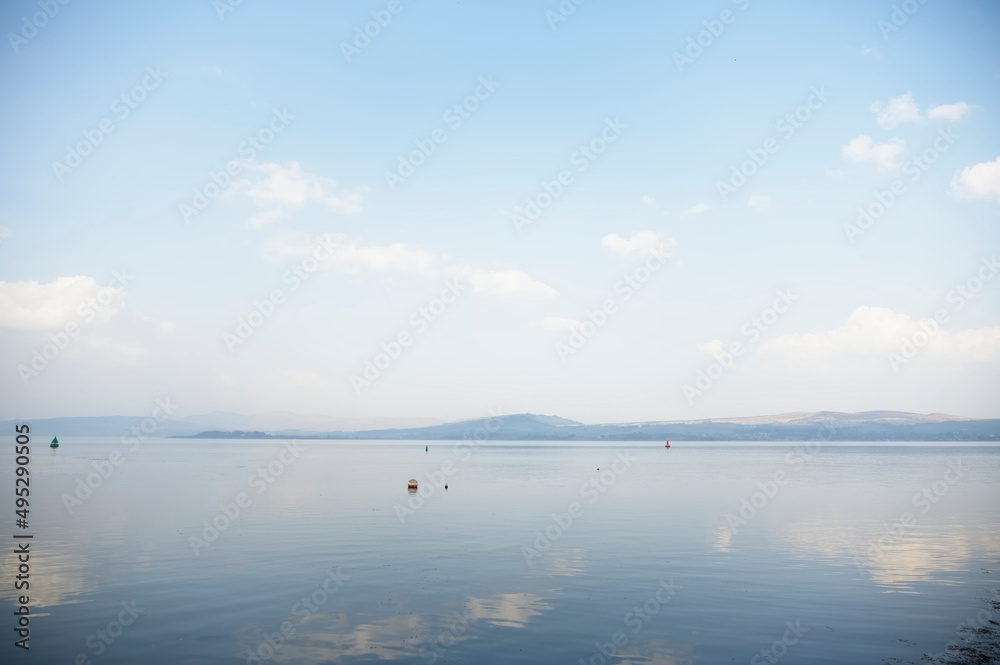 Mindfulness empty background with sea and blank sky
