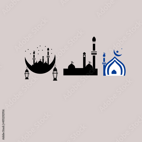 Mosque icon flat style. Isolated on white background. Vector illustration.