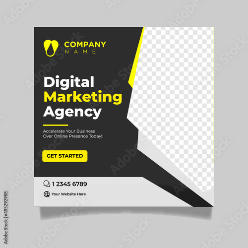 Corporate Social media post template set for Instagram post, banner, Digital marketing agency flyer  vector