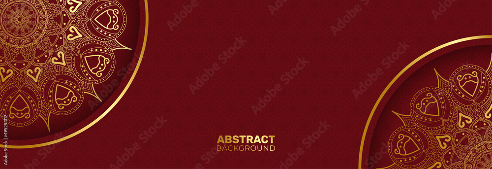 Luxury abstract red background with geometric shapes golden mandala ...