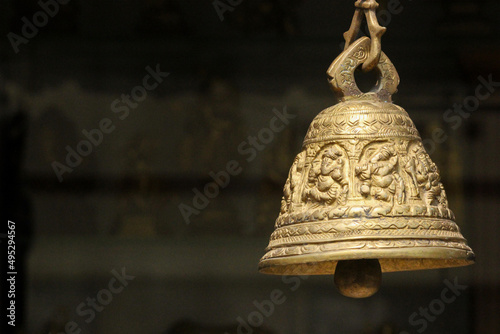 close up shot of bell in the temple