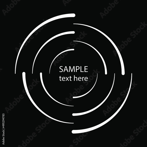 Curved speed lines in round form. Trendy design element for frame, round technology logo, sign, symbol, web, prints, posters, template, pattern and abstract background 