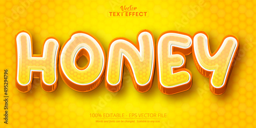 Cartoon text effect, editable honey text and comic text style